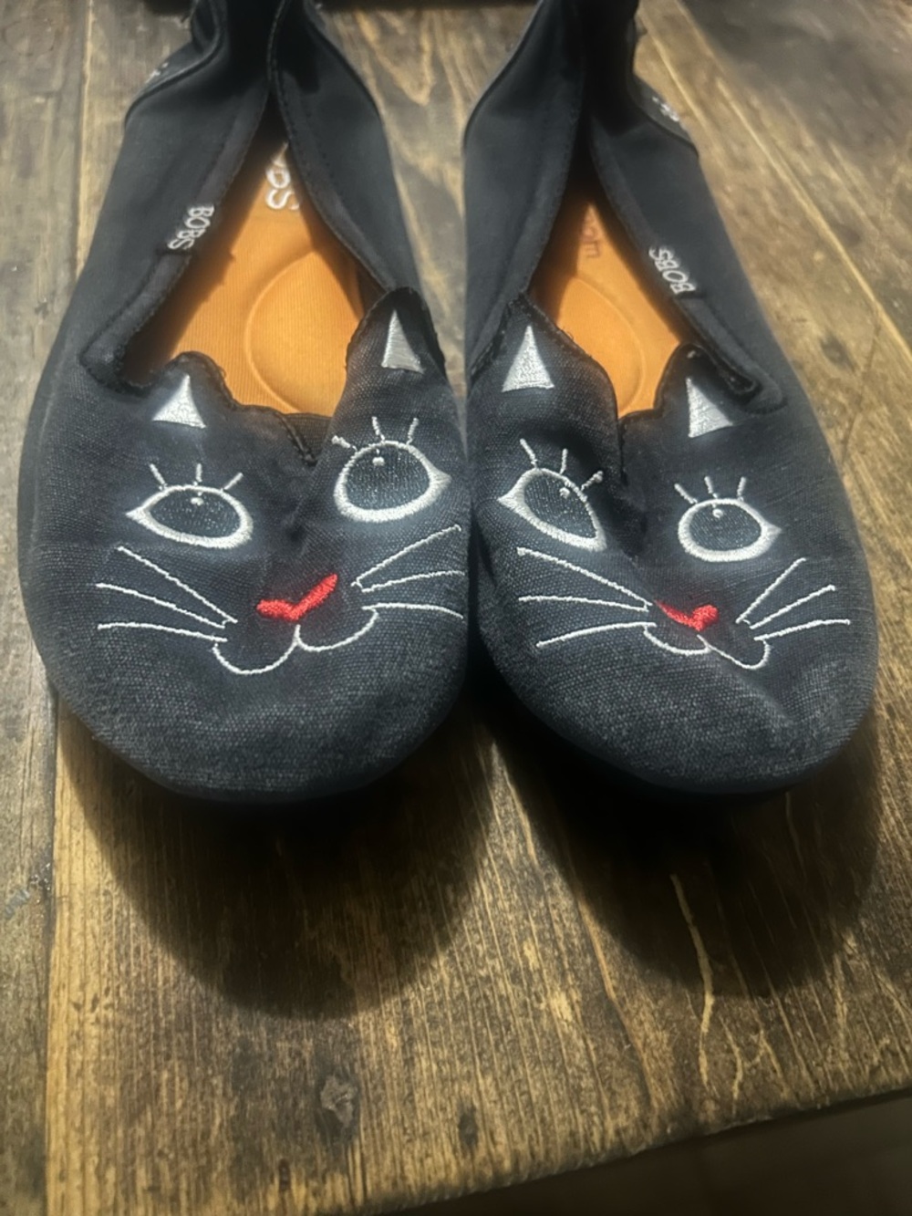 Kitty Cat BOBS from Skechers Black Canvas Slip On Shoes Women's Size 8
